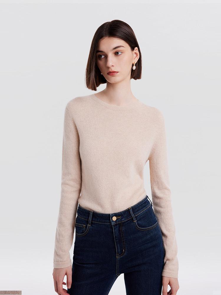 Seamless Cashmere Round Neck Sweater