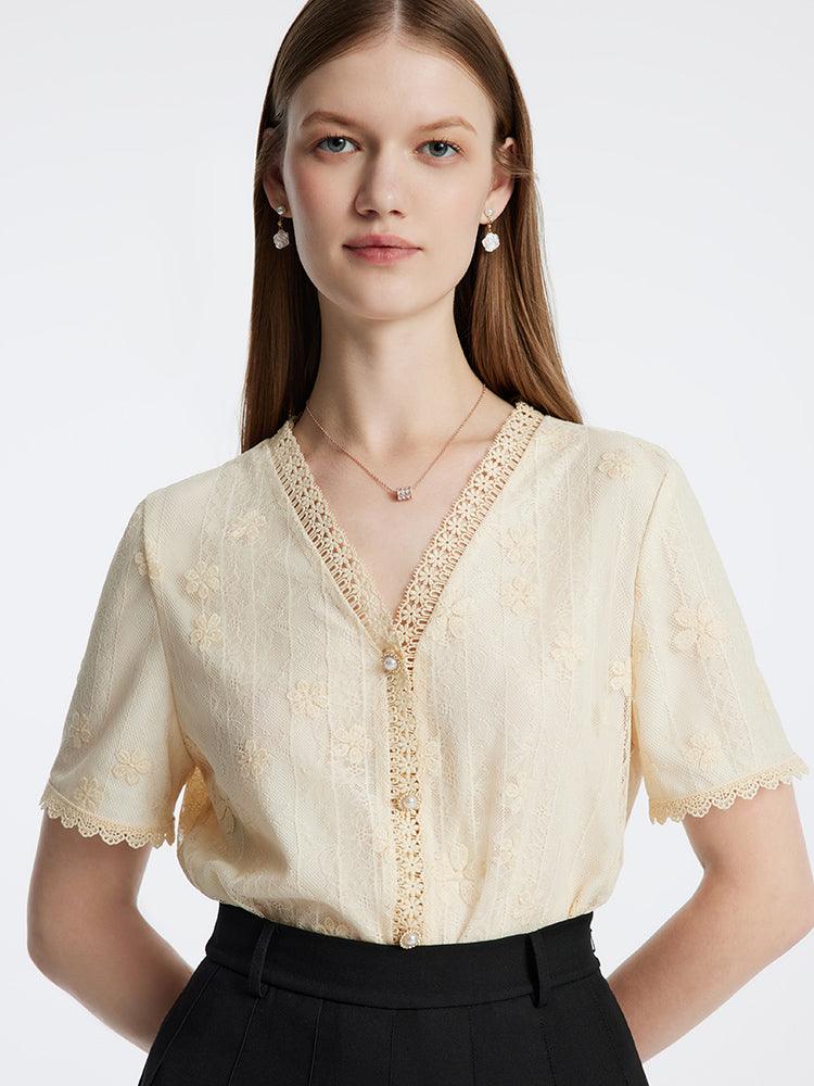 Embroidered Mesh Top GOELIA