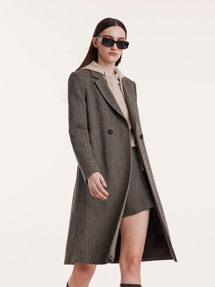 Washable Wool Notched Lapel Coat GOELIA