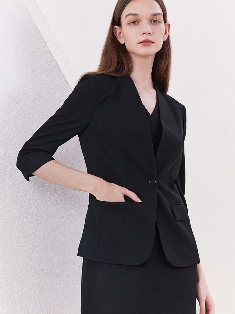 Black Slim One-Bottom Blazer GOELIA