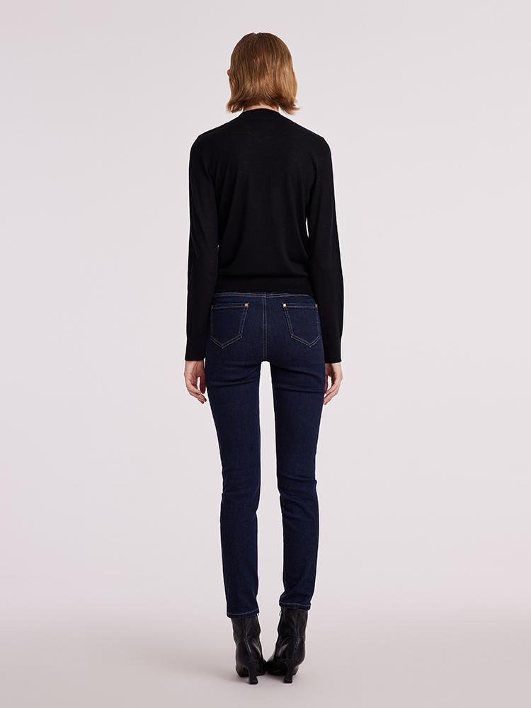 Machine Washable Wool Slim Mock Neck Sweater GOELIA