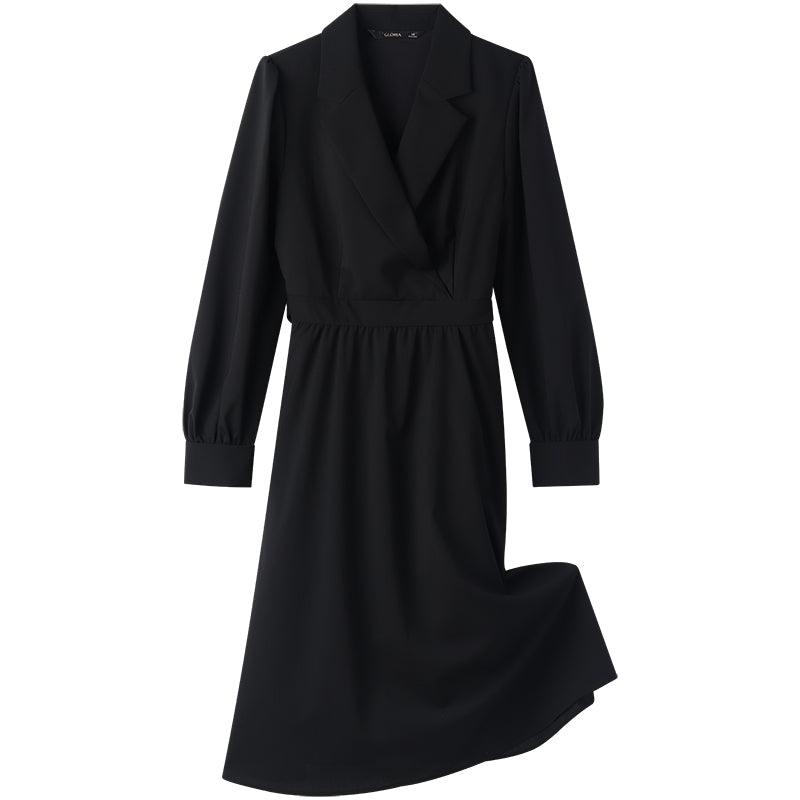 Machine Washable Worsted Wool Blazer Lapel Dress GOELIA