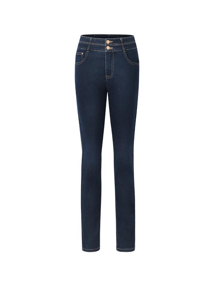 Ankle Length Skinny Jeans With Double Waistband GOELIA