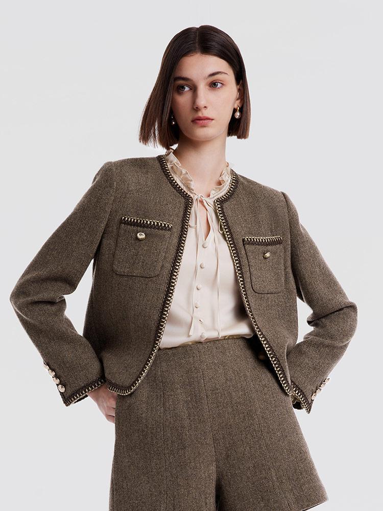 Retro Brown Washable Wool Jacket GOELIA