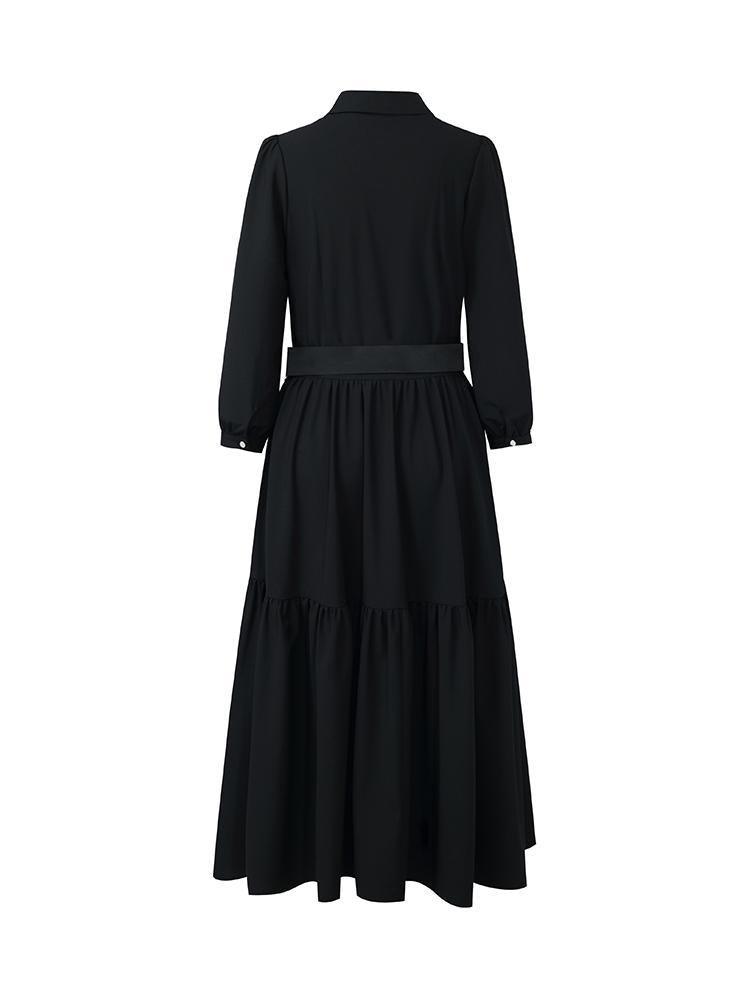 Machine Washable Silk Wool Dress With Belt GOELIA