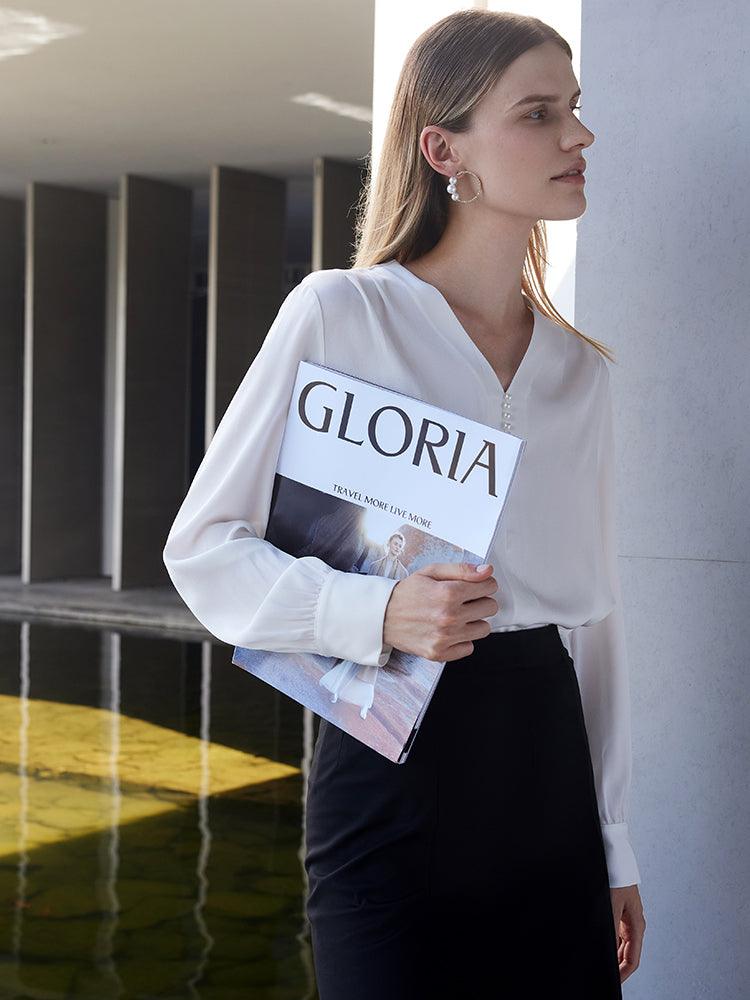 Acetate V-Neck Blouse GOELIA