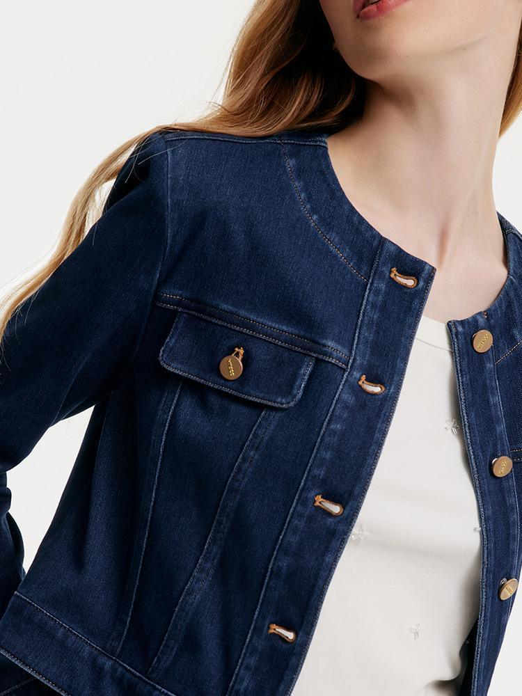 Knitted Denim Cotton Short Jacket GOELIA