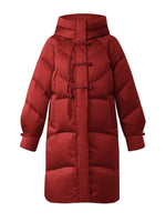 Cheongsam Button Hooded Mid-Length Goose Down Garment GOELIA