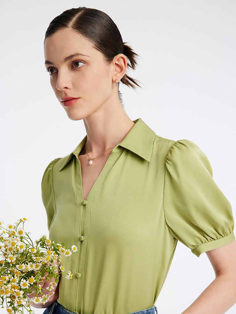 22MM Silk Slim V-Neck Shirt GOELIA