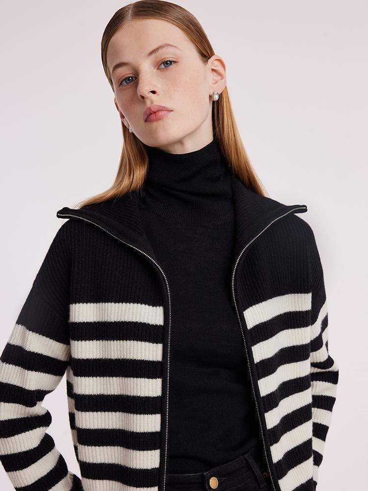 Woolen Knitted Stripe Cardigan GOELIA