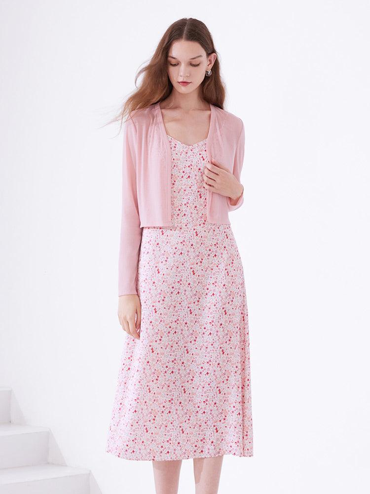 Pre-Order Pink Floral Two-piece Suit Dress GOELIA