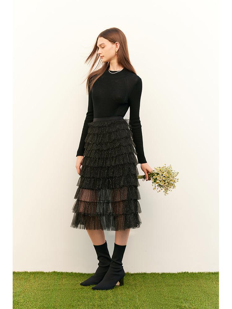 Mesh wrinkle skirt GOELIA