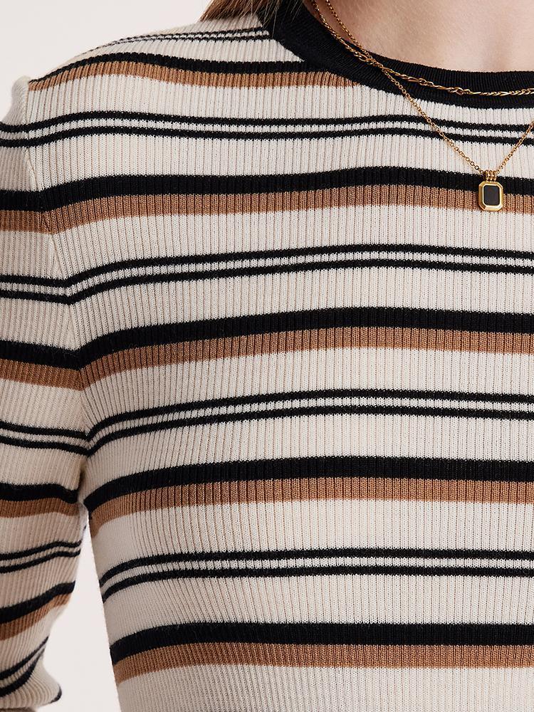 Machine Washable Wool Striped Sweater GOELIA