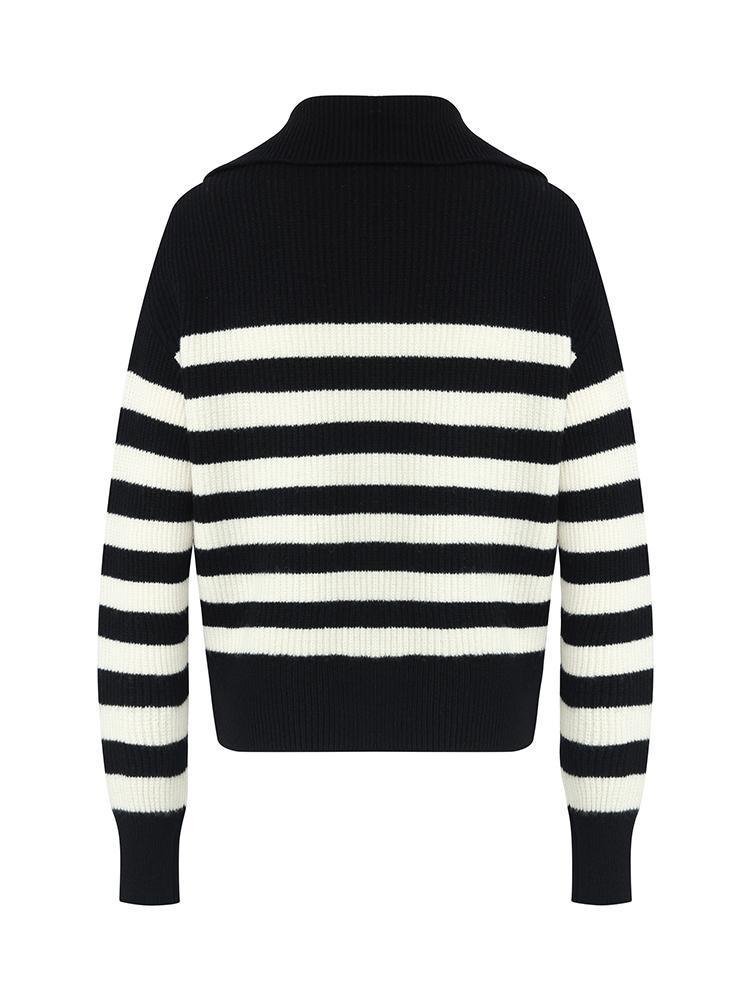 Woolen Knitted Stripe Cardigan GOELIA