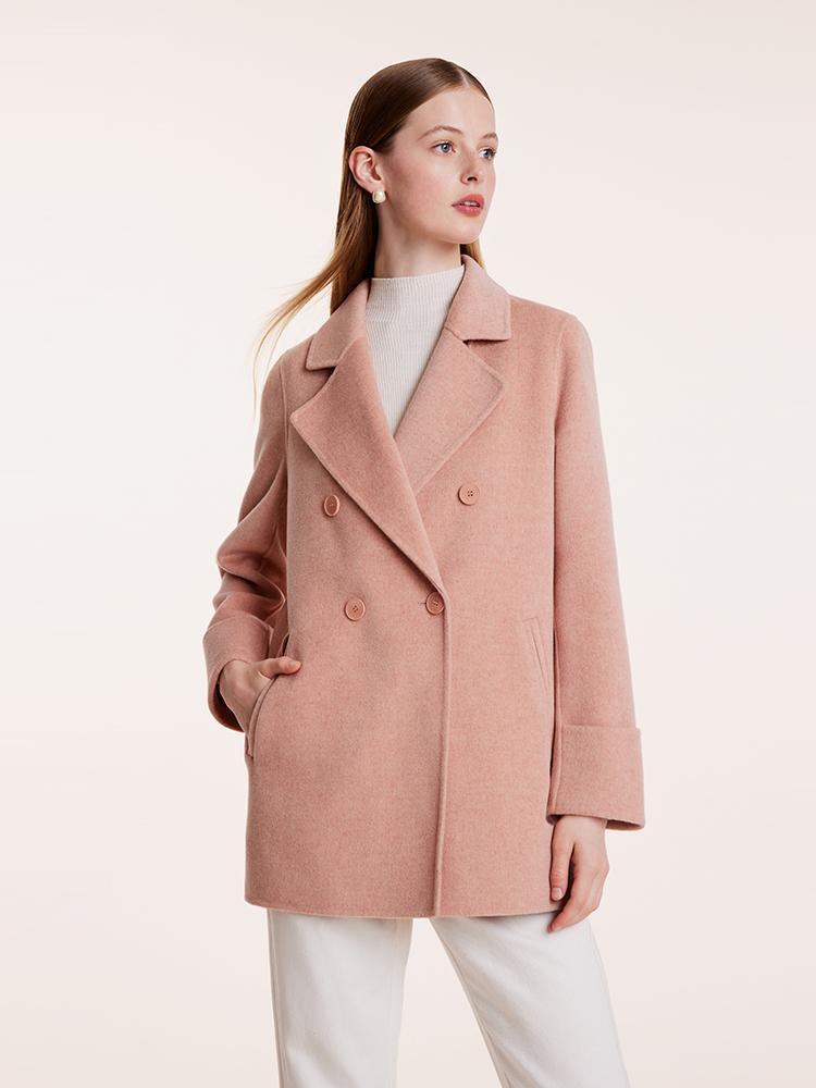 Pure Wool Mid-Length Notched Lapel Double-Faced Coat GOELIA