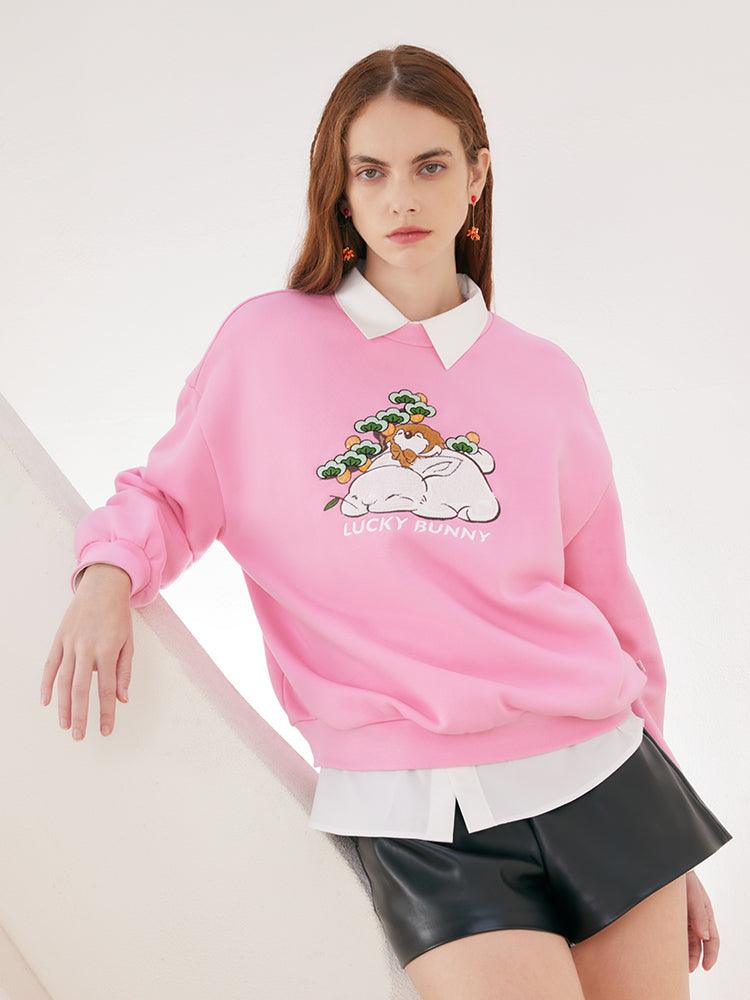 Pink Embroidered Long Sleeve Jumper GOELIA