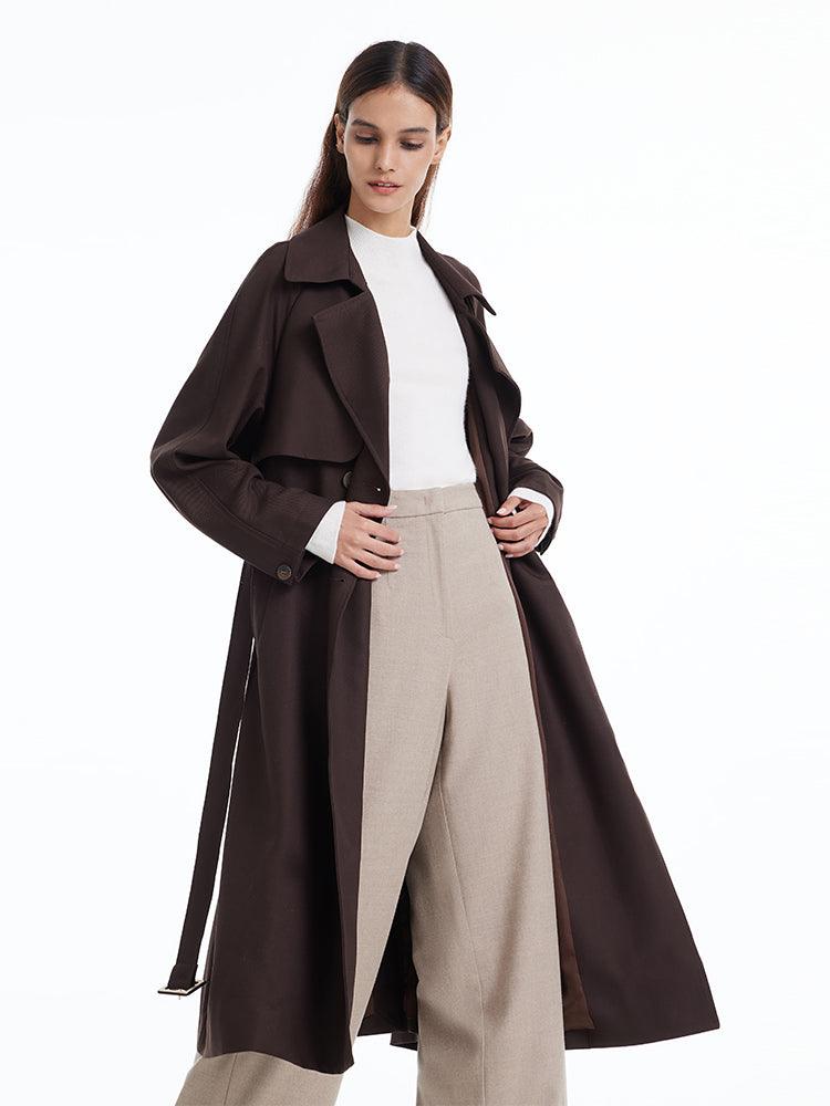 Brown Worsted Trench Coat GOELIA