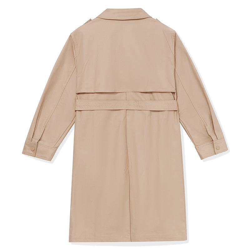 Classic Khaki Lether Trench Coat GOELIA