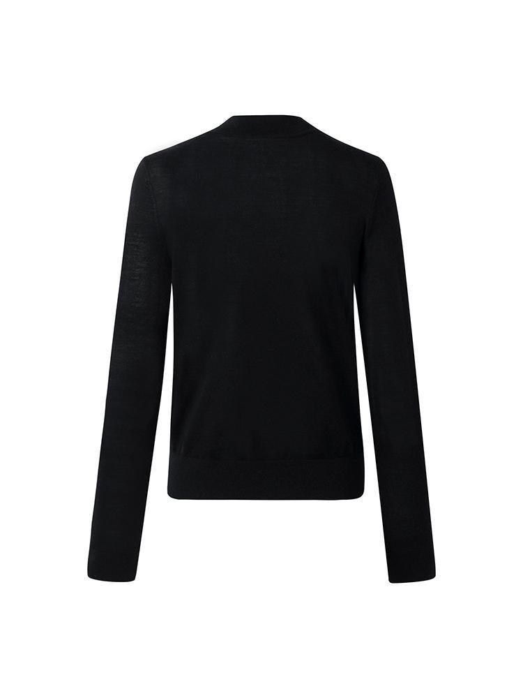 Machine Washable Wool Slim Mock Neck Sweater GOELIA