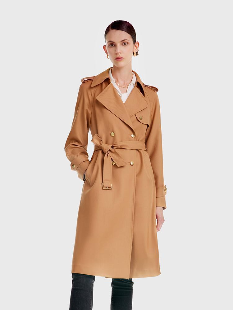 Worsted Wool Trench Coat GOELIA