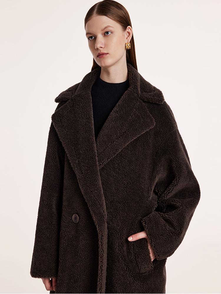 Teddy Lamb Wool Lapel Oversized Coat GOELIA