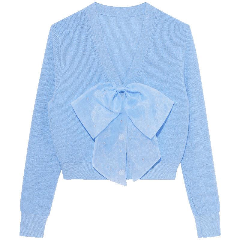 Detachable Bowknot Woolen Knitted Cardigan GOELIA