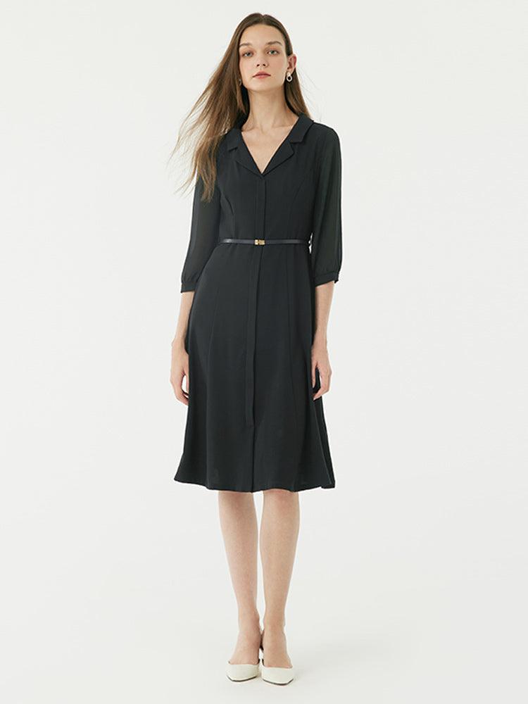 Acetate Fitted-Waist A-Line Dress GOELIA