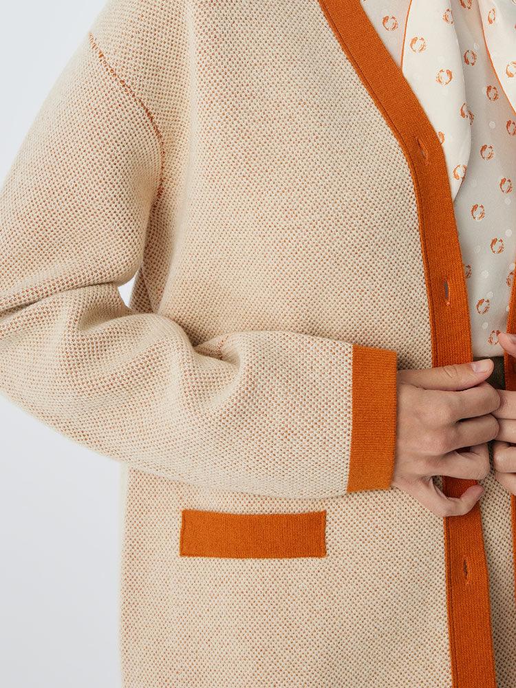 Orange&Beige Color Block Woven Suit GOELIA