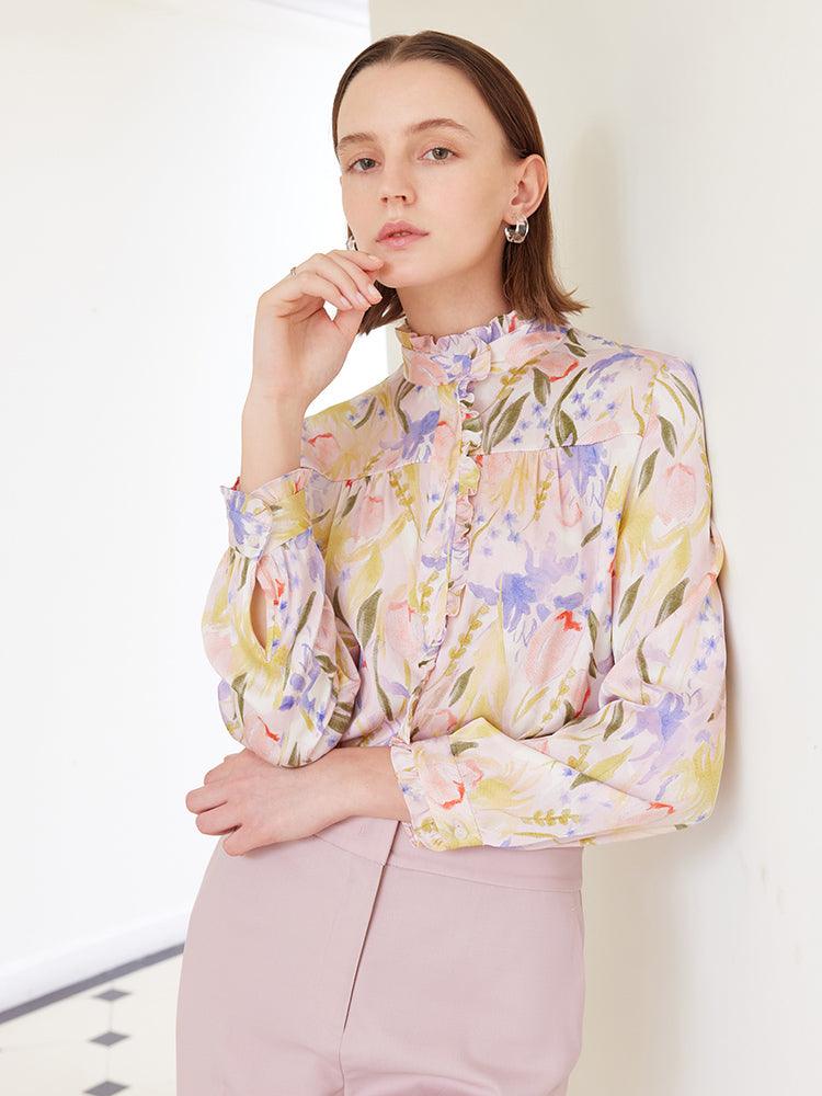 19 Momme Mulberry Silk Floral Shirt - goelia1995dev