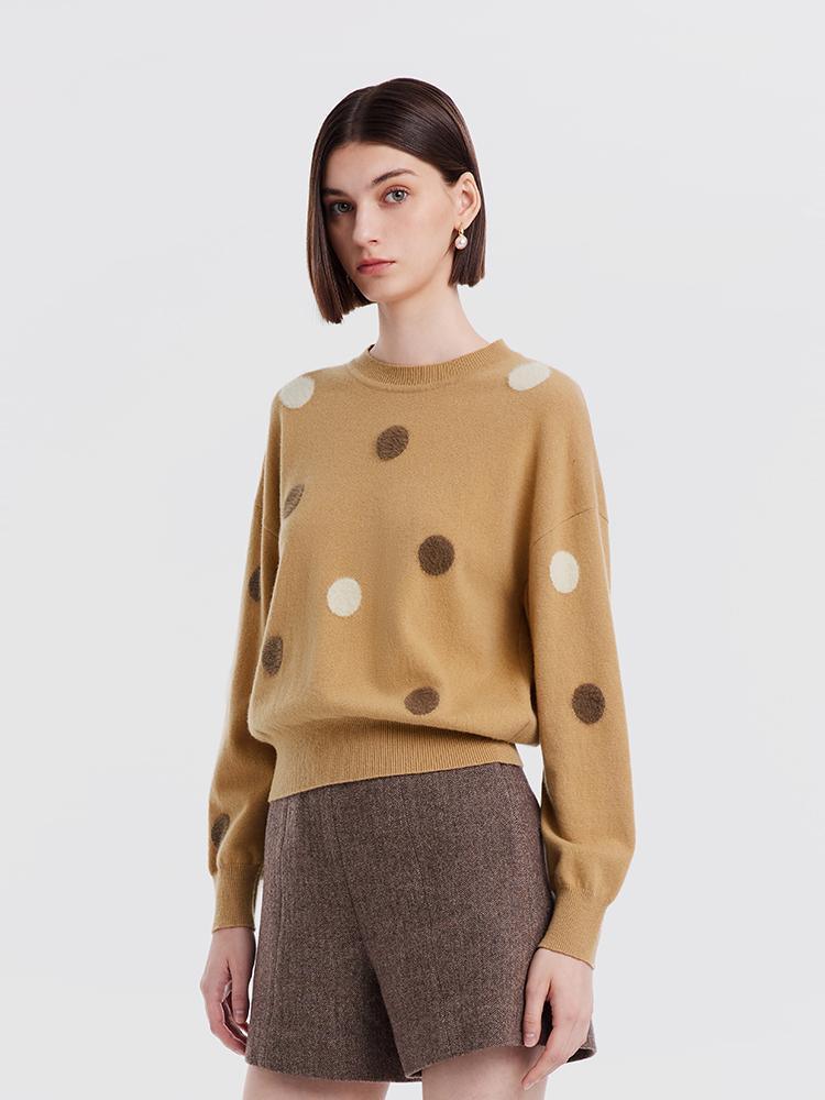 Polka Dots Woolen Jacquard Sweater GOELIA