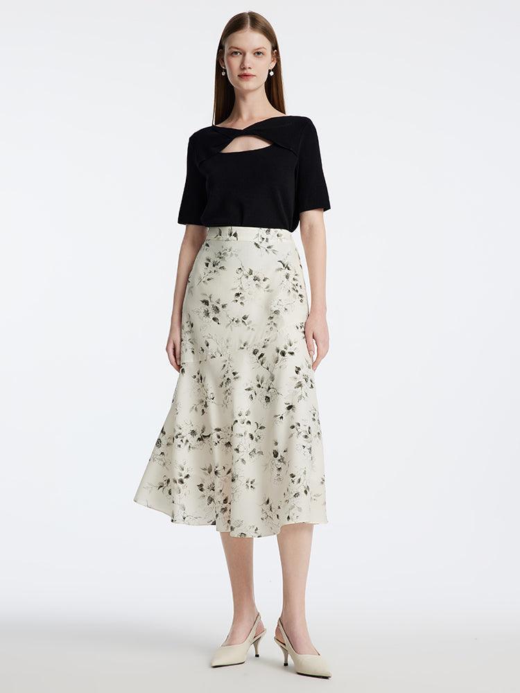 New Chinese Ink Print Fishtail Half Skirt GOELIA