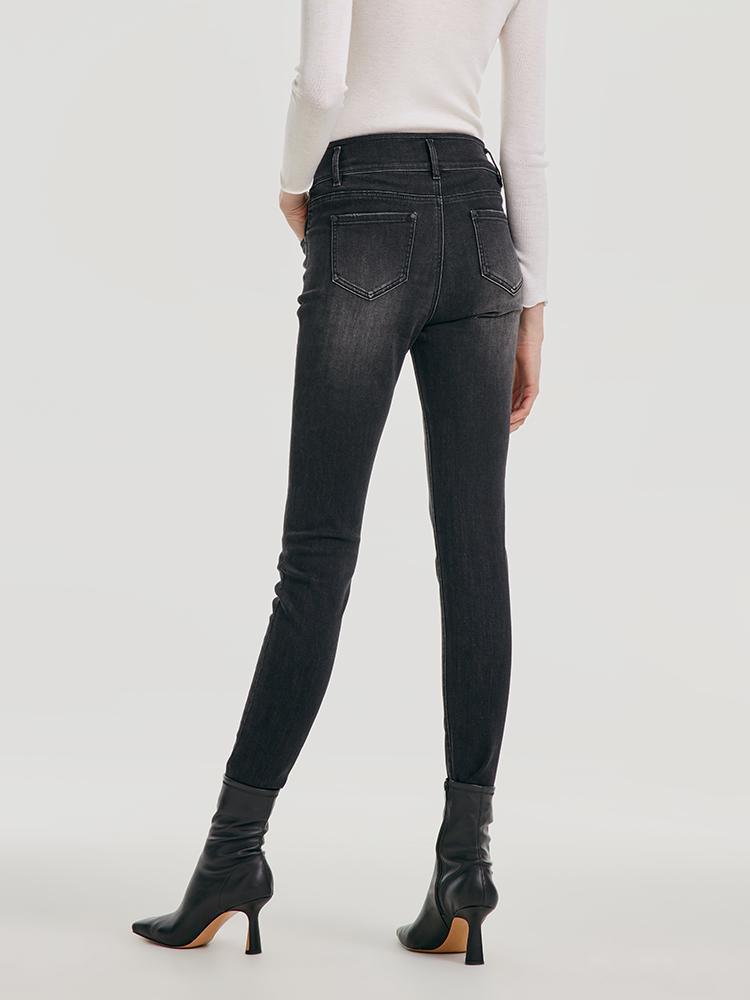 High Waisted Stretch Denim Leggings GOELIA