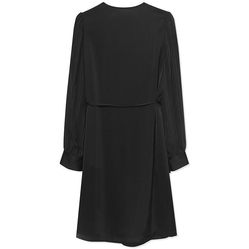 Triacetate Patchwork Hollow Sleeve Dress GOELIA