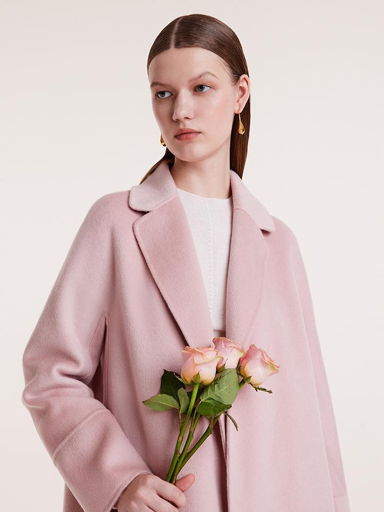 Notched Lapel Wool And Cashmere Wrapped Coat GOELIA