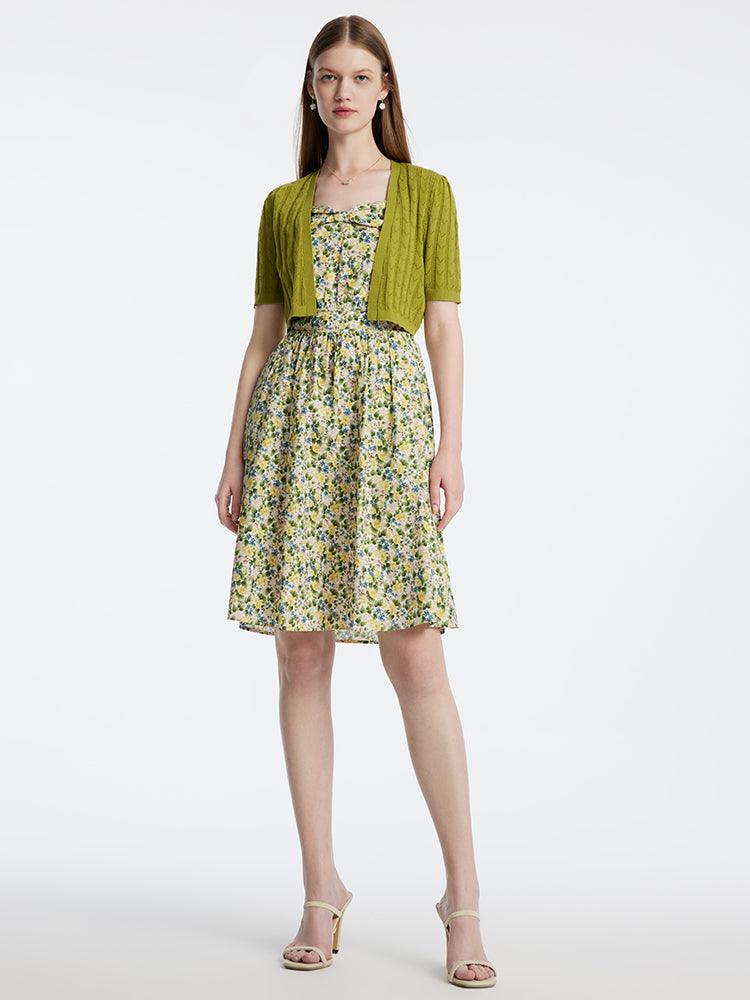 Green Floral Dress Suit GOELIA