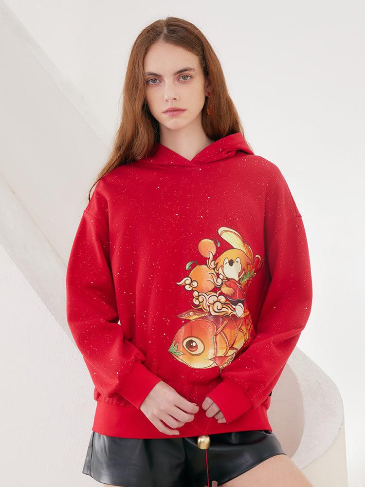 Red Cartoon Printed Hoodie GOELIA