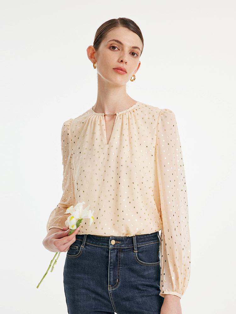 10 Momme Silk Printed Woven Blouse