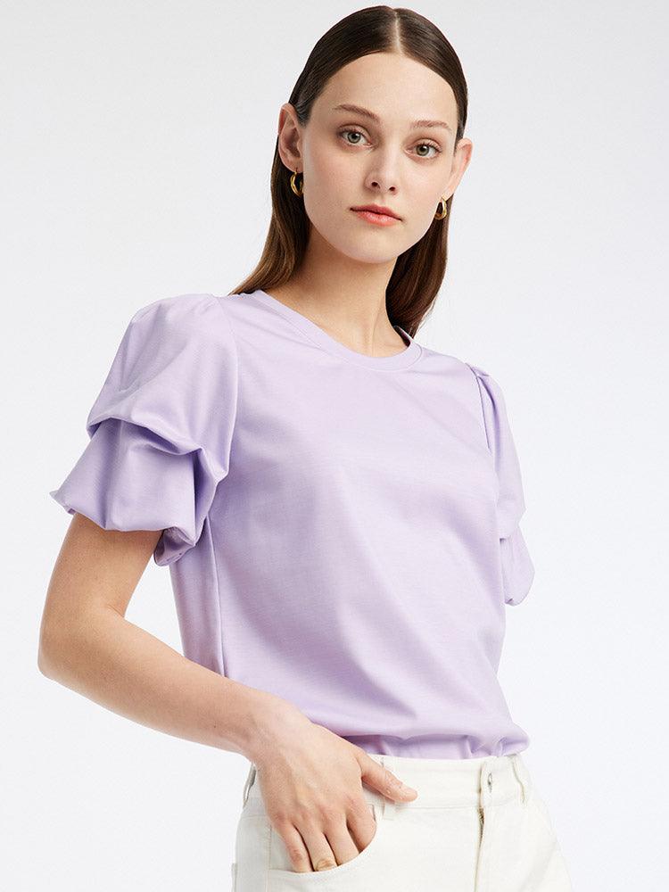 Knitted Puff Sleeve T-shirt GOELIA