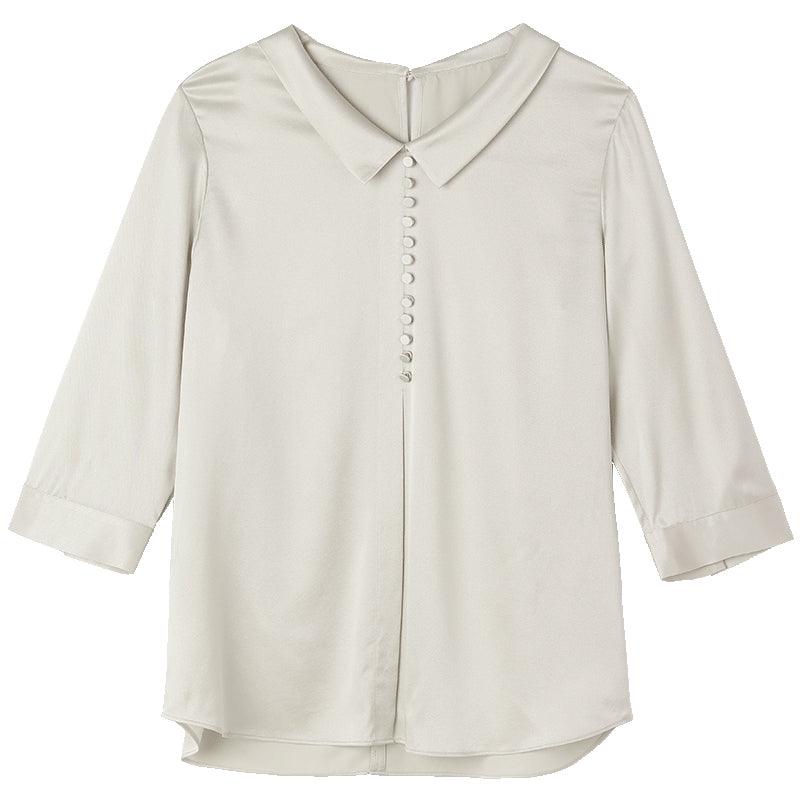 Mulberry Silk Lapel Collar Shirt GOELIA