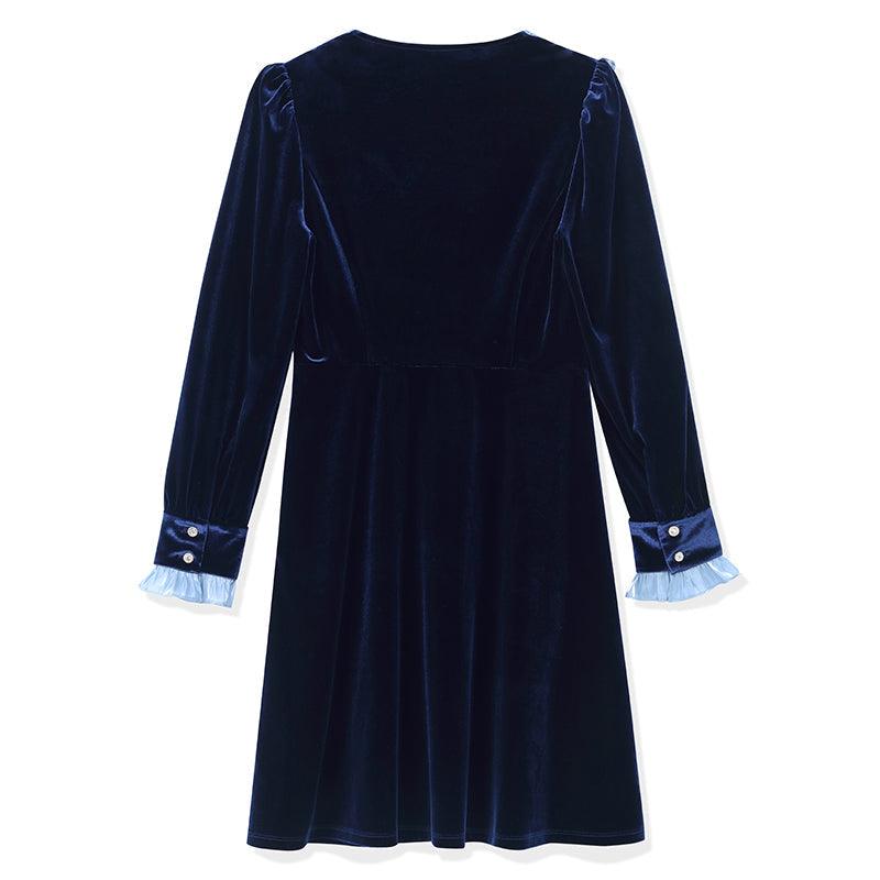 Velvet Patchwork Mini Dress GOELIA