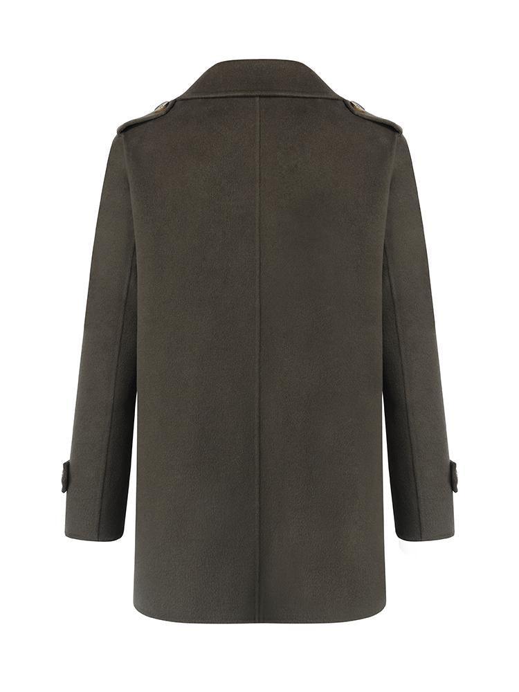 Mid-Length Notched Lapel Double-Faced Wool Coat GOELIA