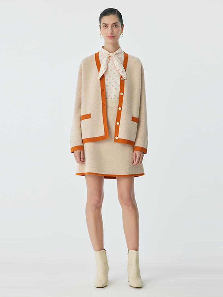 Orange&Beige Color Block Woven Suit GOELIA