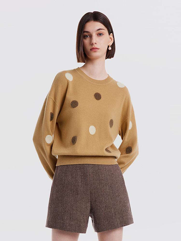 Polka Dots Woolen Jacquard Sweater GOELIA