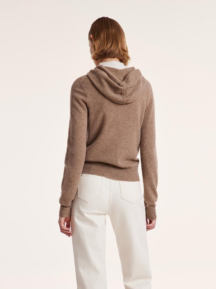 Pure Cashmere Hooded Zipper Cardigan GOELIA