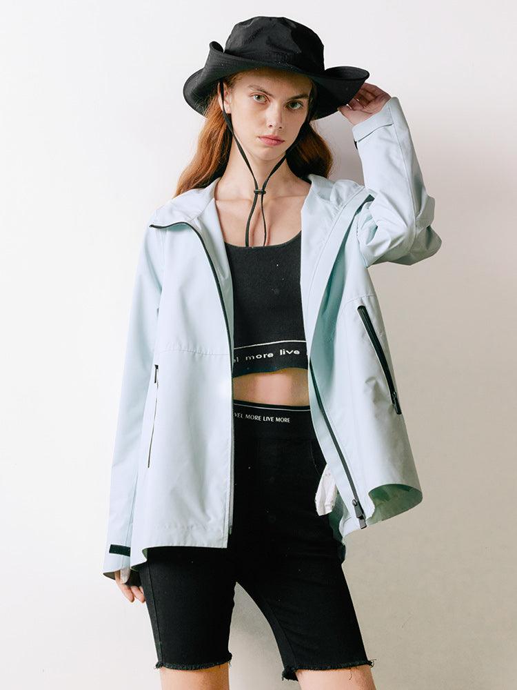 Sea Blue Hoodie Crop Jacket GOELIA