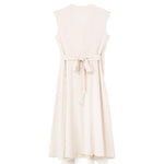 Triacetate Gown V-Neck Gathered Waist Dress GOELIA