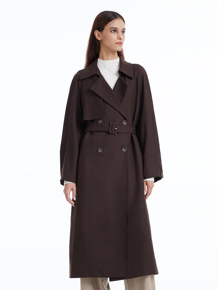 Brown Worsted Trench Coat GOELIA