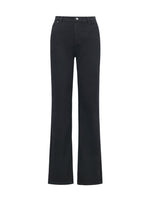 Black Full Length Slit Straight Jeans GOELIA