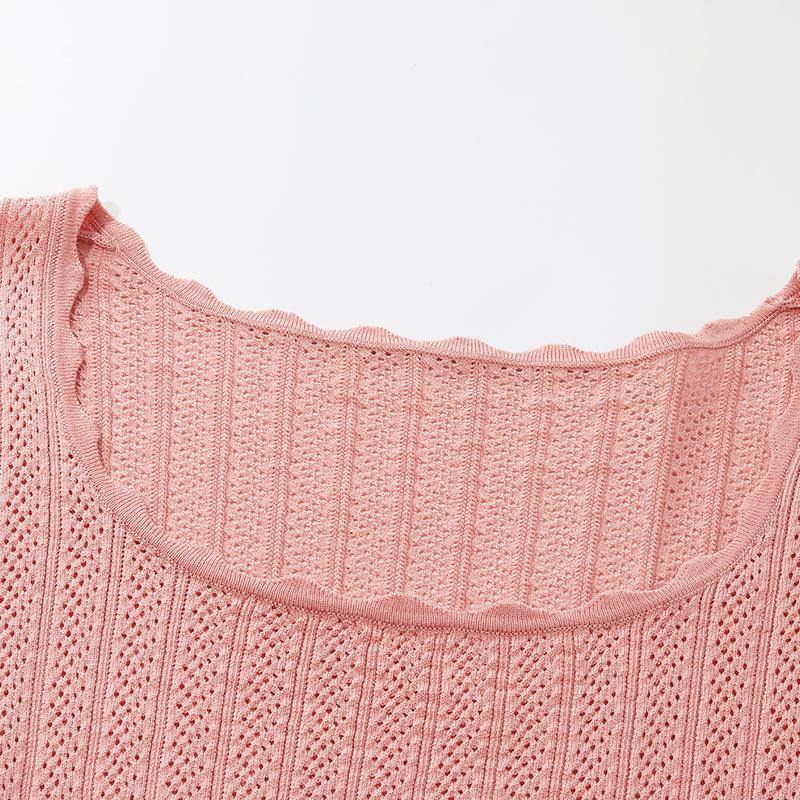 Knitted Square Neck Tops GOELIA