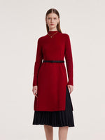 Mock Neck Long Sweater And Pleated Skirt Two-Piece Set GOELIA
